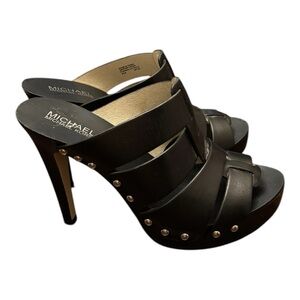 Michael Kors Black Stiletto Heels with Strappy Design